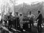 Band playing in front of a chuckwagon in George Lane Park