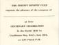 Invitation to the Club's Centenary Celebration