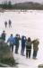 Birdwatchers on the frozen harbour