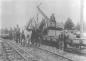 Rail cars in the quarry being hauled by horses