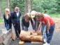 Jim Reeves shows school students how an aboiteau works and how they were built