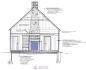 Architectural diagram: cross section of the Doucet House