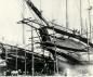 This photo shows two ships the Vincent and Meredith White being built side by side in Alma in 1918.