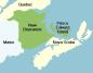 Locations of the lazarettos of Sheldrake Island and Tracadie.