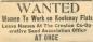 Ad in the Creston Review, for women to feed and help the men who were working on the dykes.