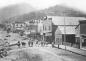 Downtown Rossland, British Columbia.  The Red Mountain Mines are visible in the background.