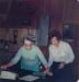 Margaret Hastings and Miriam Harrison set up exhibits in the ticket office of the former train depot