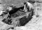 Wilfrid Jury excavating at Fairfield, 1940's.