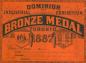 Bronze Medal Certificate for the Sulky Plow Model at the Dominion Industrial Exhibition