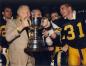 Hamilton accepting the Grey Cup in 1986.