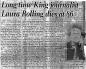 Obituary of Laura Rolling.