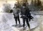 Two young lads out for a hunt on their snowshoes.