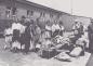 A group of Ukrainian immigrants wait for their train to the West