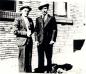 Bill Wallace (l)  and Joe Vierling (r) in front of the Claybank Brick Plant Bunkhouse in 1935
