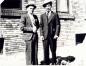 Labourers Bill Wallace (l) and Joe Vierling (r) in front of Bunkhouse, dressed in their Sunday best.