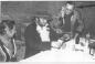 Walter Harlos, Gary Kirilenko and Elmer Ziola at the Brick Plant Christmas party held in a Kiln.