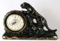 Black panther china-cased mantel clock, Snider Clock Corporation (windup movement).