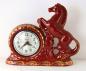 Rosy purple version of china horse mantel clock, Snider Clock Corporation (Lanshire electric).