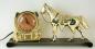 Chrome and gold horse/horseshoe mantel clock, metal base, Ingraham Clock Company (electric).