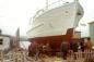 Launching a boat built at Henry Vokey's shipyard in Trinity, Newfoundland