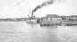 A steamer berthed around the 'Cove'  in Freeport, Nova Scotia