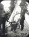 Dillon Wallace and George Elson proudly display the Caribou head of their kill.