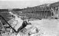 Cribbing for the cofferdam on the north side of the dam. This is on the "Swisha" island.