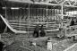 Installing battens on the hull of a 32 foot trap skiff at Reid's Mill.