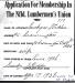 Application for membership to N.L.A. (Sandy Stuckless)