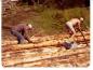 Debarking Logs for use in constructing Laft Hus