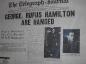 Newspaper headline of Hamilton hangings and interview with Paddy Gregg.