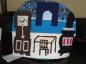 Indoor scene on a hooked mat tea cosey