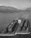 CPR M.V. Okanagan passing under Okanagan Lake bridge with two barges