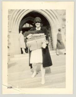 Historic photo from 1928 - Boarder leaving Havergal for home - Parents had to approve list of people their daughters could write to or visit, and phone calls may have been monitored as well. in Lawrence Park