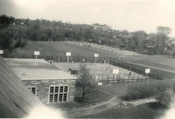 Historic photo from 1961 - John Ross Robertson elementory school as seen in the distance from the roof of Havergal College and their playing fields in Lawrence Park