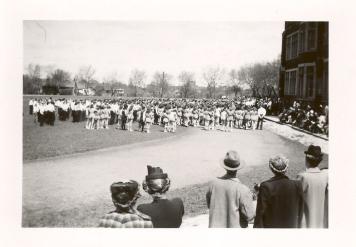 Historic photo from 1944 - North Toronto Collegiate Institute - public demonstration of cadet class drills in North Toronto