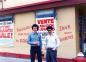 Bryan Glube and Larry Lithwick outside the Factory Surplus store