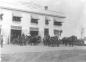 Volunteer fire brigade and horses in front of the Transcona Municipal Offices and Fire Hall