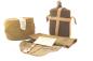 World War I military supplies: mess kit, canteen, roll, identification card.