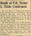Article confirming the death of P.O. Victor L. Valde