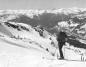 A skier enjoying the slopes of the Coast Mountain Range that surround Whistler Valley.