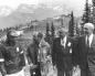 Franz Wilhelmsen (left) stands next to Prime Minister Pierre Trudeau atop Whistler Mountain. 