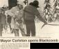 Mayor Pat Carleton officially opening Blackcomb ski area on December 4th, 1980.