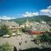 A view of the village during the summer with Whistler Mountain in the background.