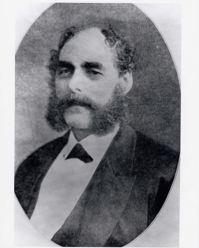 Formal black and white portrait of Solomon Hart with whiskers or mutton chops