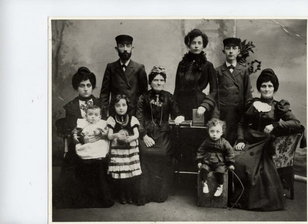 Family portrait showing three generations of the Tanzman family including three children and five adults