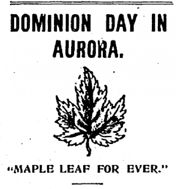 A black and white newspaper clipping of text and an image of a maple leaf.