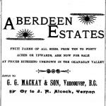 ‘Aberdeen Estates’ Fruit Farms Advertisement in the Vernon News, 1892