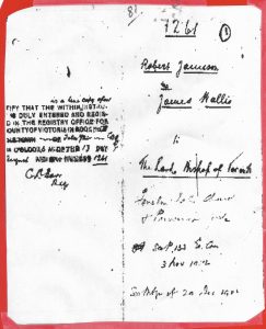 The original handwritten deed to the Church