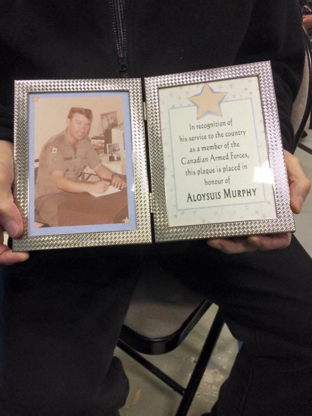 Award given to Al Murphy by his community recognizing his service to his country